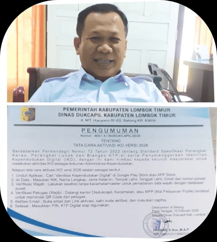 Kadis Dukcapil Lotim Parihin S.Sos, M.AP