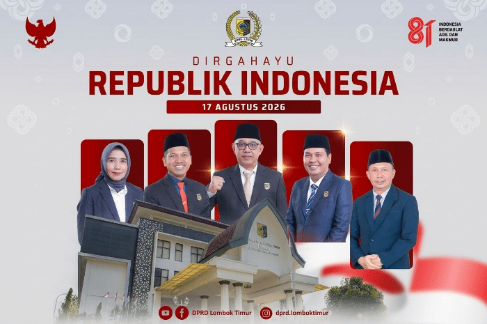 Pimpinan, Anggota dan Sekretariat DPRD Lombok Timur Mengucapkan Selamat HUT ke-81 RI. (Foto: Istimewa).